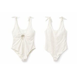 NWT Carve Designs San Haven One Piece Swimsuit Womens L Cloud Texture Tie $125